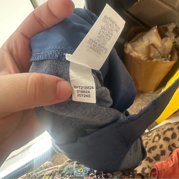 J Jill Blue Linen Stretch Blend Pull On Pants Size 1X Career Business Trousers - Picture 5 of 6